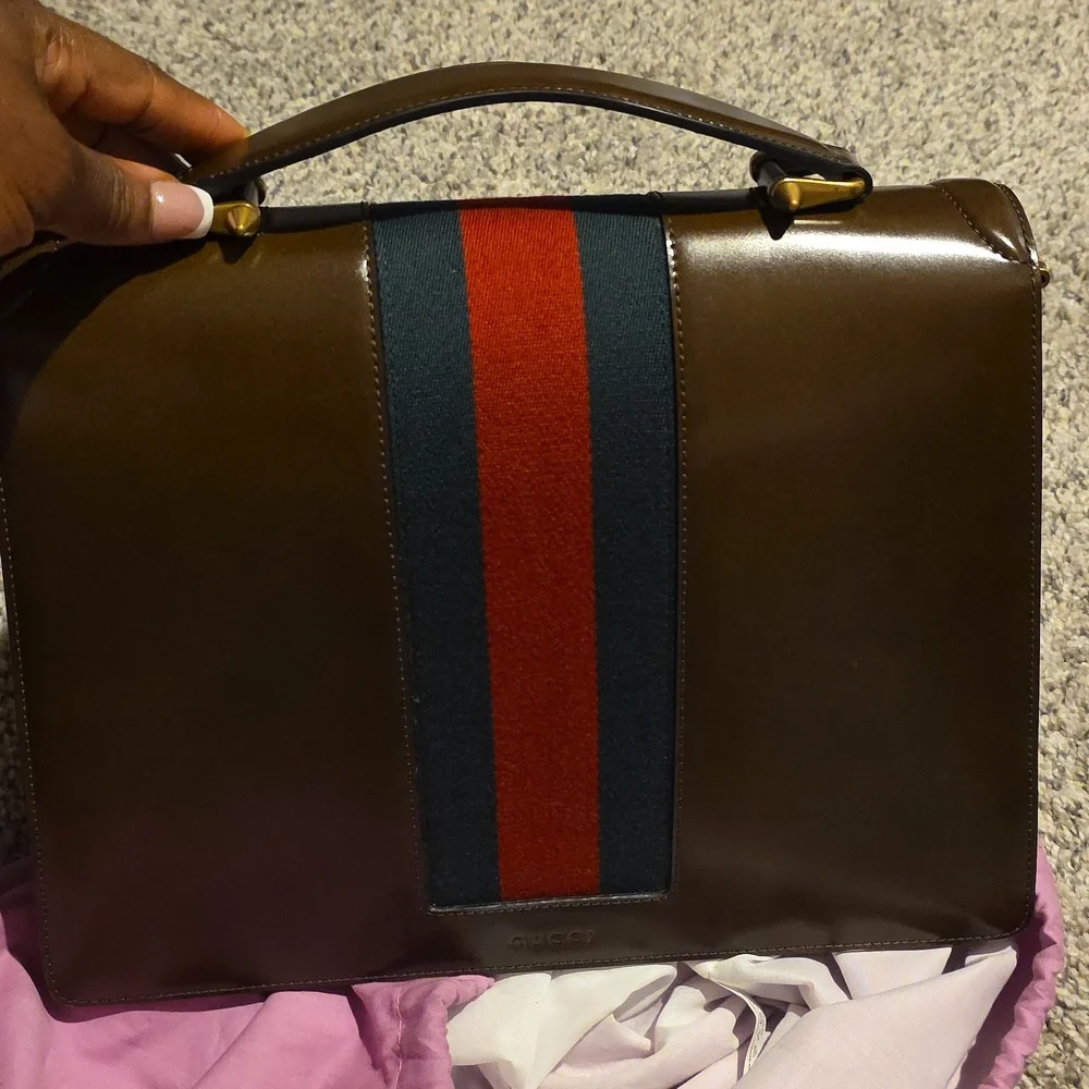 Gucci Leather Handbag Women's Brown Medium Borsa Snake Dustbag New - Picture 9 of 16